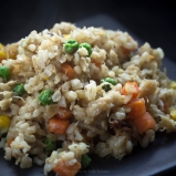 Miso fried rice with chicken flakes