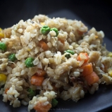 Miso fried rice with chicken flakes